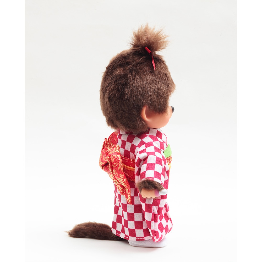 久月オリジナル お着物モンチッチ 女の子 市松（赤） IPM-13-Z