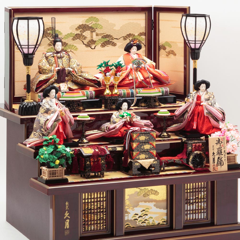 二世光匠作 木製三段 親王官女飾り 73HR-G16 | 段飾り | 【公式】 人形