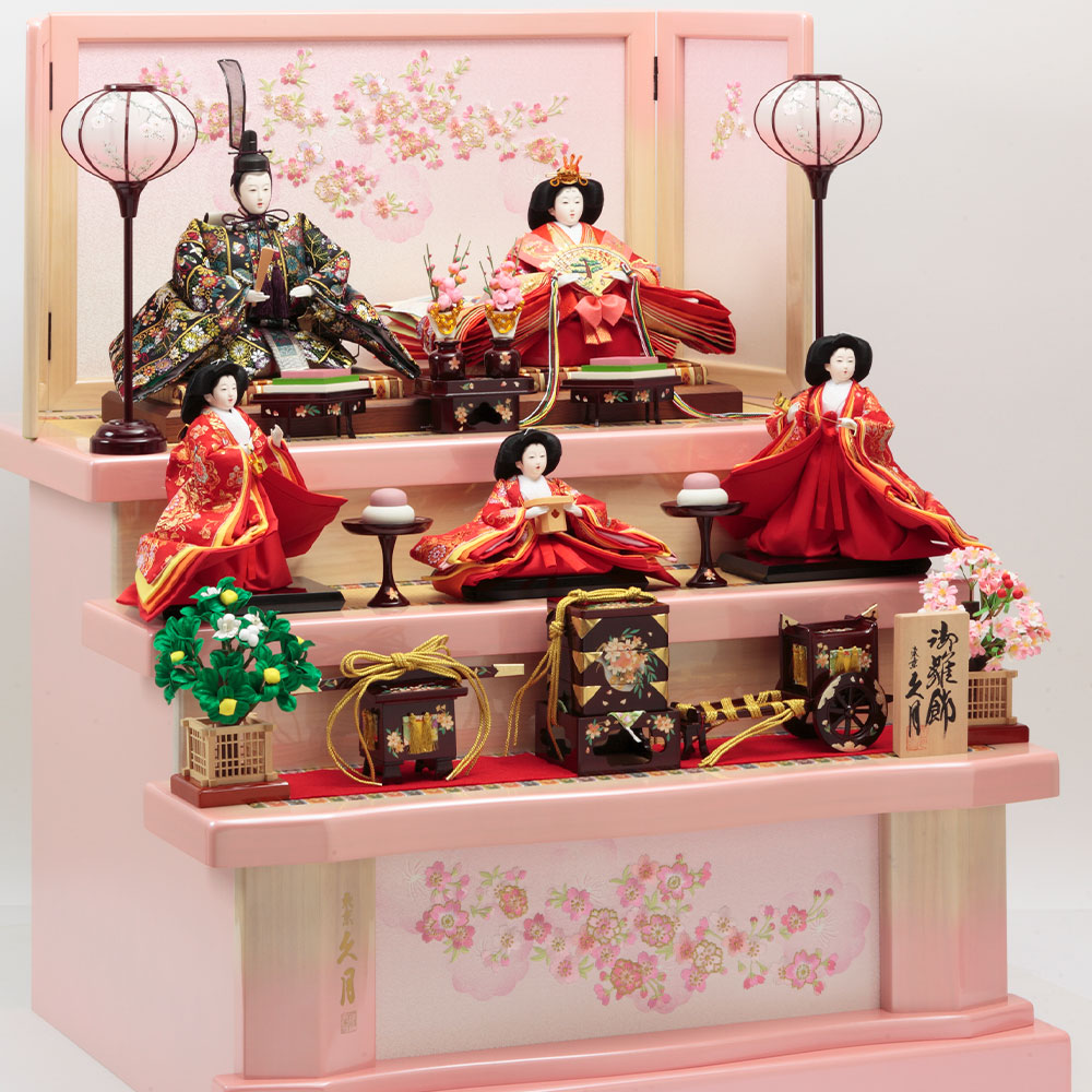 木製三段 親王官女飾り 73HR-G22 | 段飾り | 【公式】 人形の久月