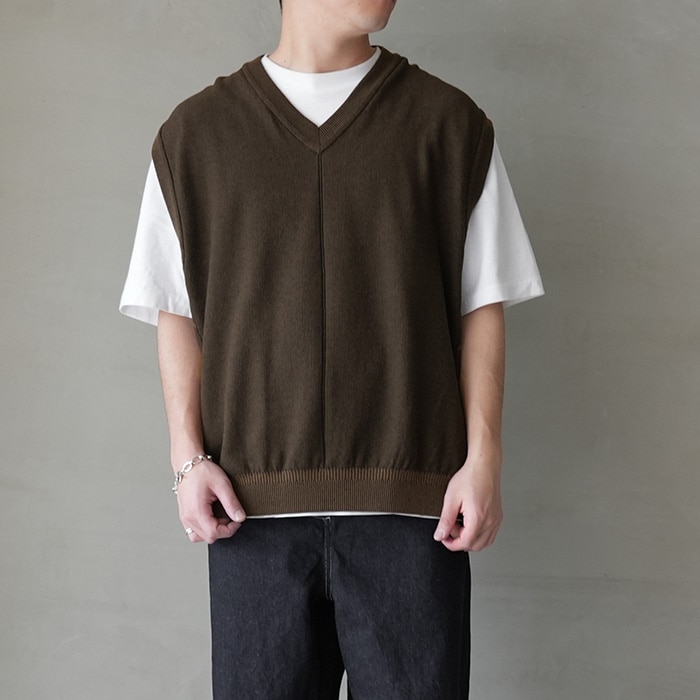 50%OFF】(ysk-25ss-kn09) / YASHIKI(ヤシキ) /Yozora V-neck Vest(夜空