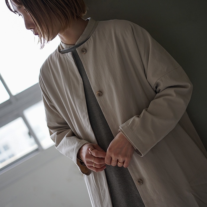 e221t021) / evam eva(エヴァムエヴァ) / no collar coat(ノーカラー