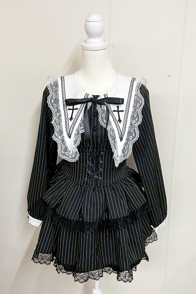 MA*RS】【2点SET】クロス刺繍3段フリルセットアップ - BLK/ホワイト