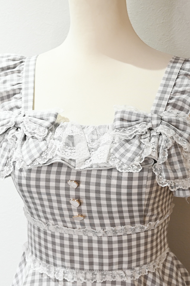 Princess Melody】ダブルりぼんギンガムキャミワンピース - グレー