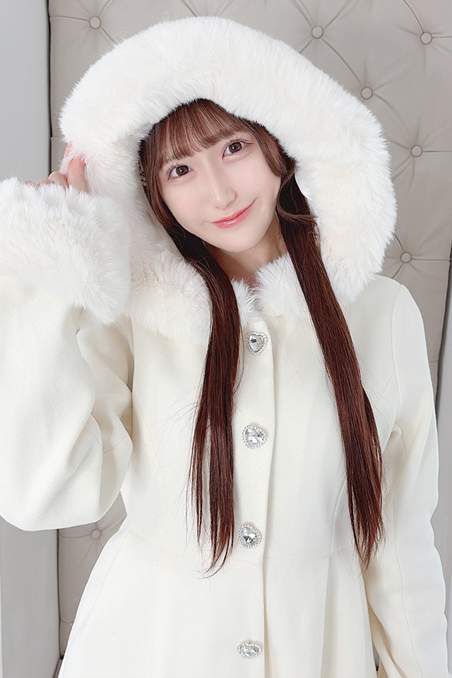 Princess Melody】りぼんタイ付きフードマキシコート - ホワイト size