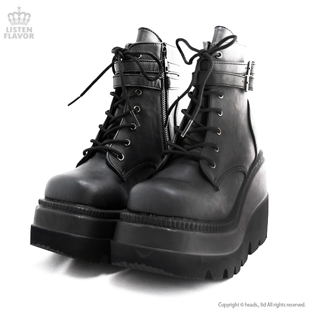 SHAKER-52 ベルト付きウェッジソールブーツ／ DEMONIA(デモニア