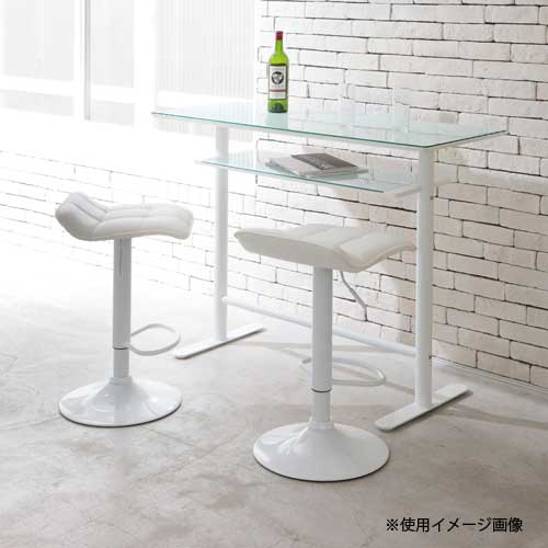 カウンターテーブル ガラス 幅1200mm ハイテーブル 机 ホワイト