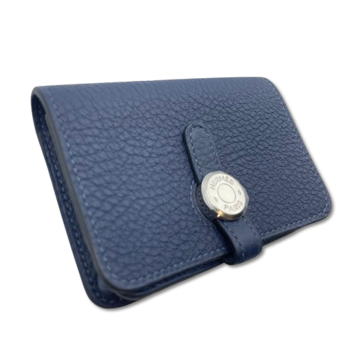 エルメス ドゴンカードケース ブルーアビス トゴ シルバー金具 W刻印