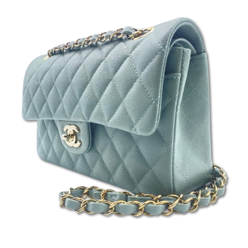 シャネル マトラッセ Wフラップバッグ ペールグリーン キャビアスキン