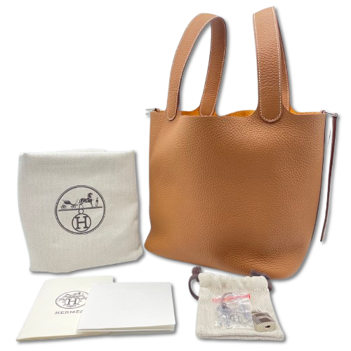 エルメス ピッコロ ペンケース レザー ライトブラウン 茶 シルバー金具