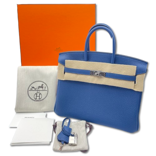 2025年SS新色】エルメス バーキン 25 ブルータイ トゴ シルバー金具 K