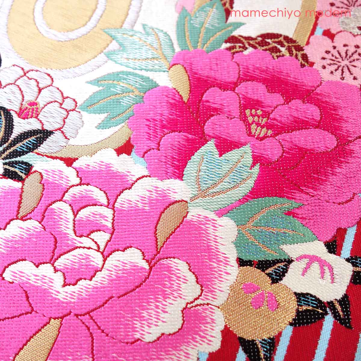 正絹 袋帯 西陣織 花と鼓