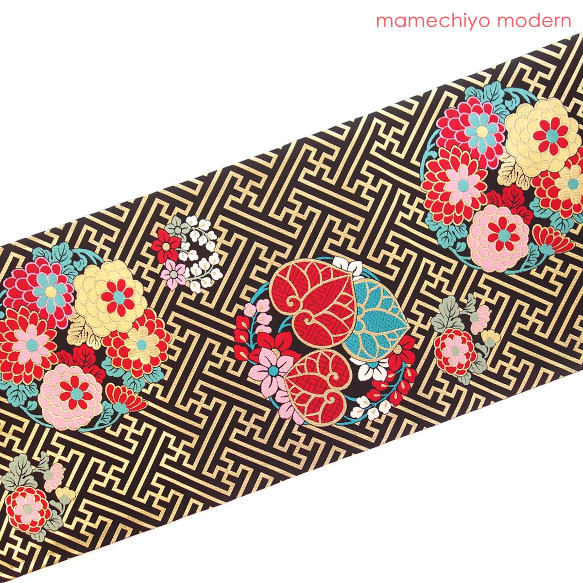 正絹 袋帯 西陣織 紗綾形花丸