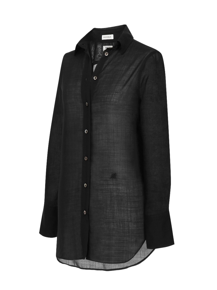 MADAME LONG SHIRT W/VOILE / BLACK | SHIRT/BLOUSE | MADISONBLUE