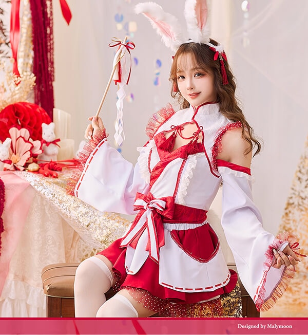 即日発送】ポルカドットドーリー巫女バニー《オリジナルコスプレ7点