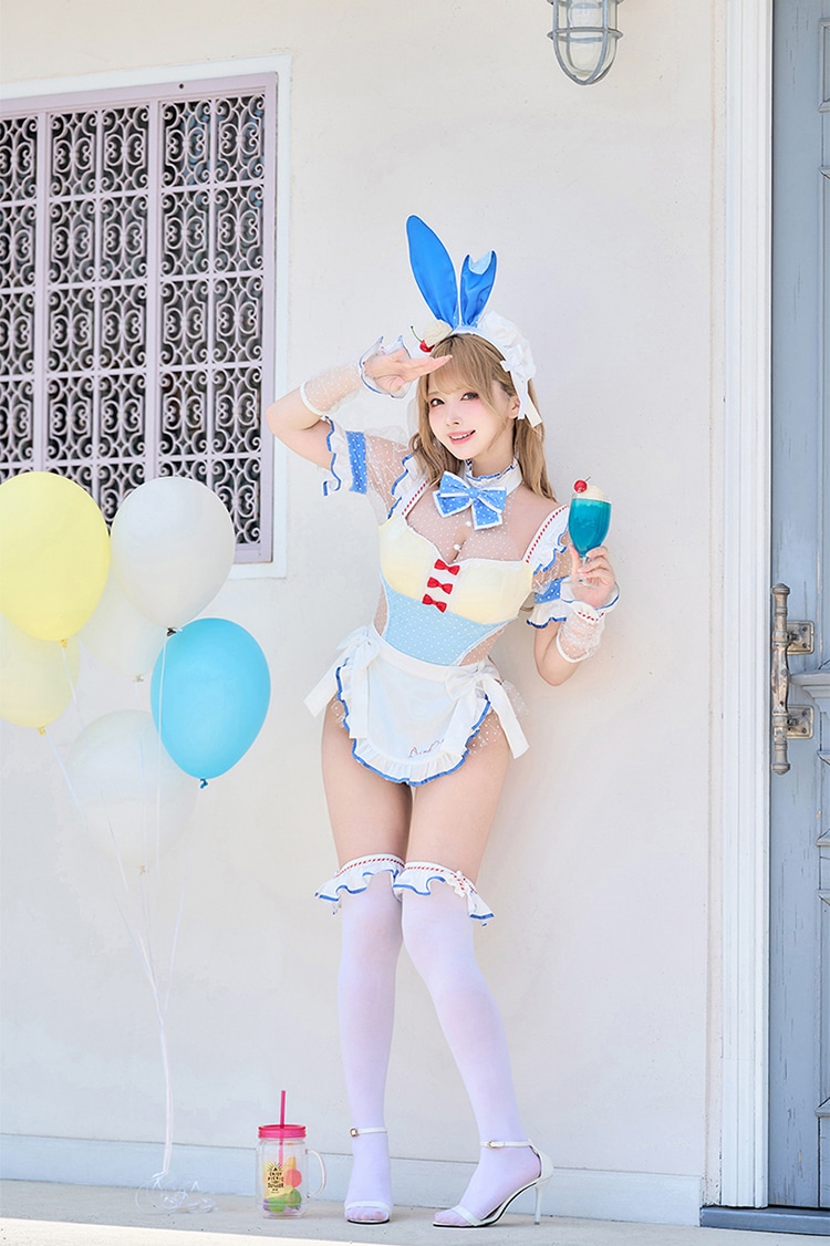 即日発送】クリームソーダバニーメイド《ハロウィンコスプレ8点セット