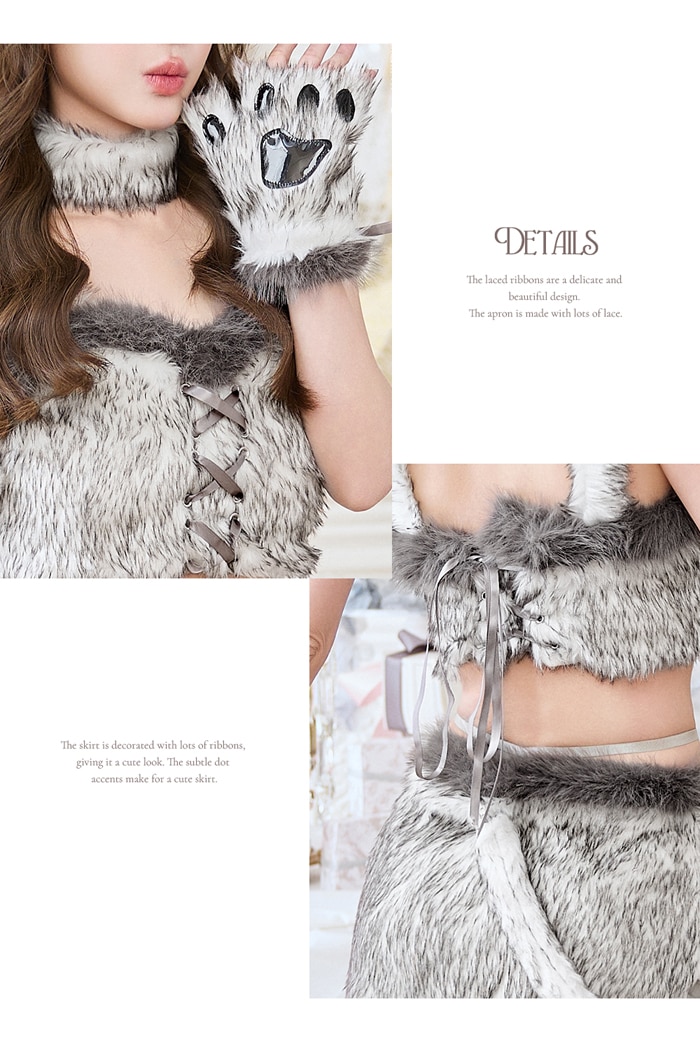 即日発送】ツインカラーファーキャット《ハロウィンコスプレ8点セット