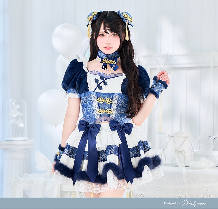 ブルーは予約】【Mumei着用】フローティーリボンもこもこチャイナ