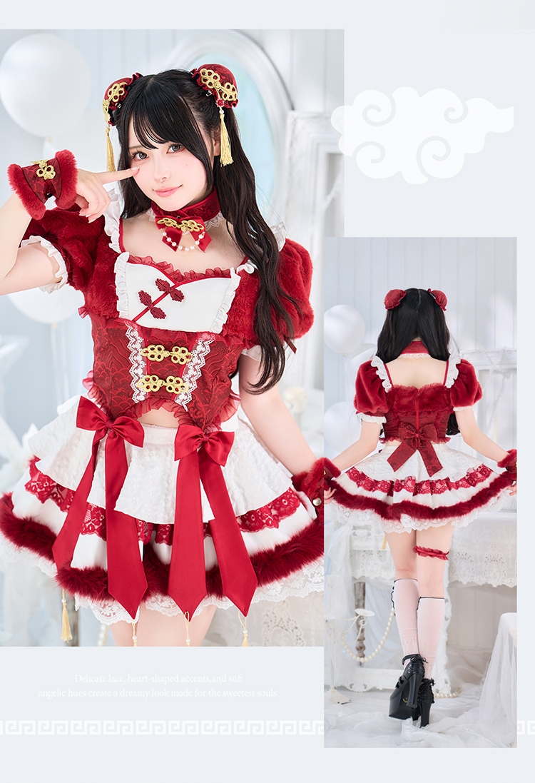 ブルーは予約】【Mumei着用】フローティーリボンもこもこチャイナ