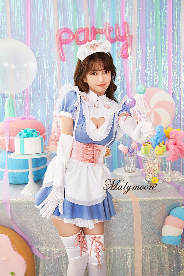 即日発送】ハートナースメイド《ハロウィンコスプレ6点セット