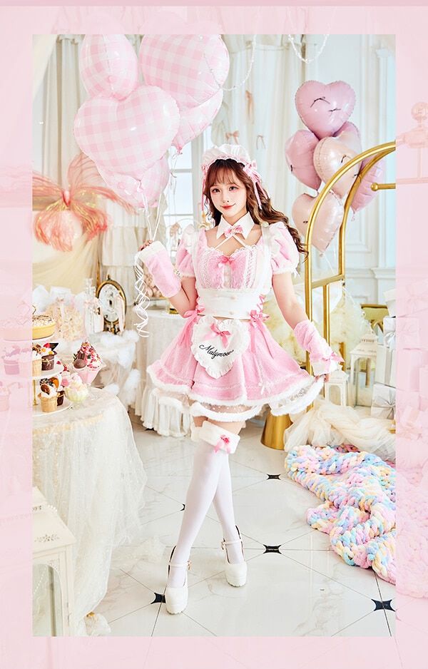 ピンクは予約】もこもこキャンディリボンメイド《オリジナルコスプレ10