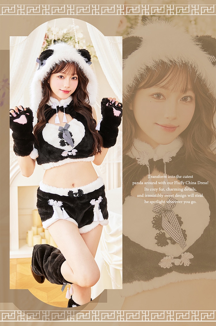 即日発送】もこもこパンダチャイナ《オリジナルコスプレ6点セット