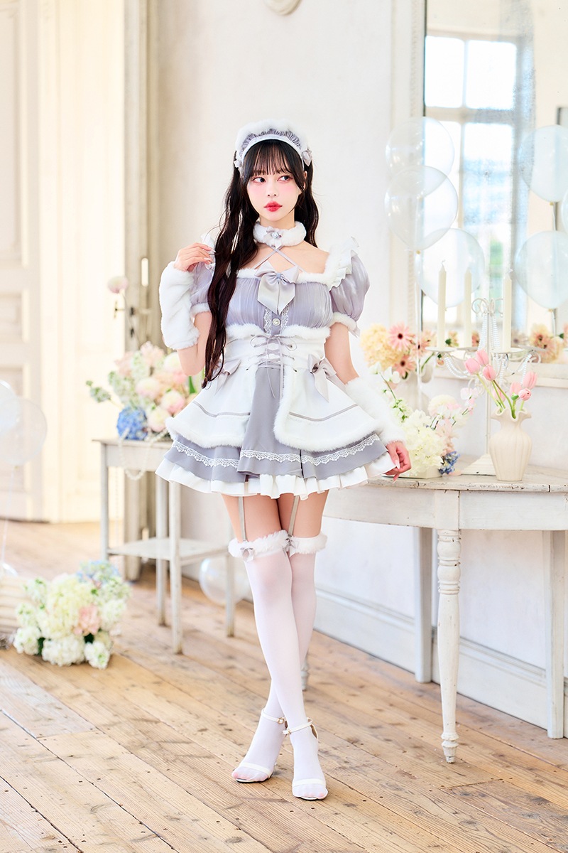 即日発送】【中村里砂着用】パールグレーファーメイド《オリジナル