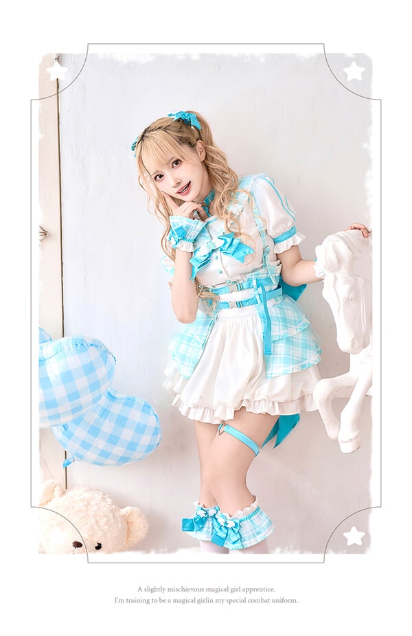 パープル/グリーンは予約】-魔法少女-ファンシーチェックセーラー