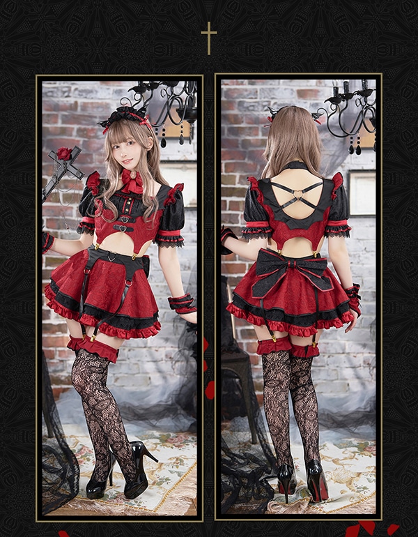 即日発送】ゴシックハートヴァンパイア《ハロウィンコスプレ7点セット