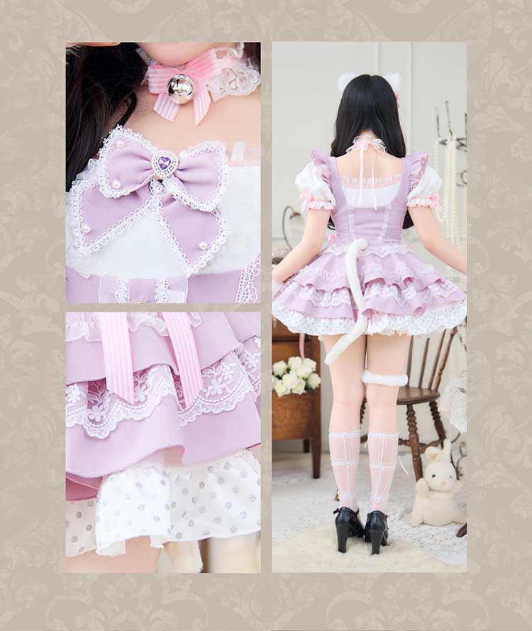 即日発送】【Mumei着用】《pink&purple》フレンチガーリーメイド