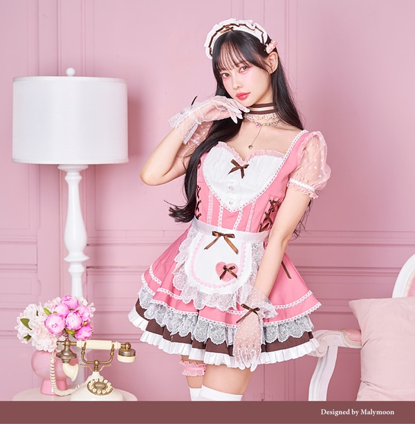 即日発送】【中村里砂着用】ミルクパールストロベリーハートメイド