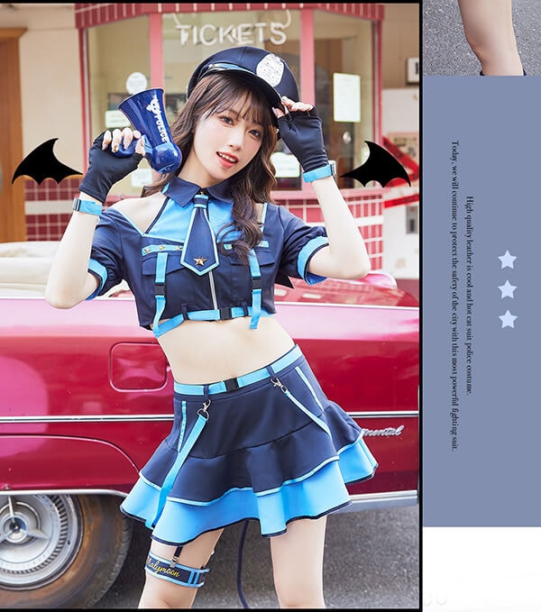 即日発送】バイカラーラインデビルポリス《ハロウィンコスプレ11点