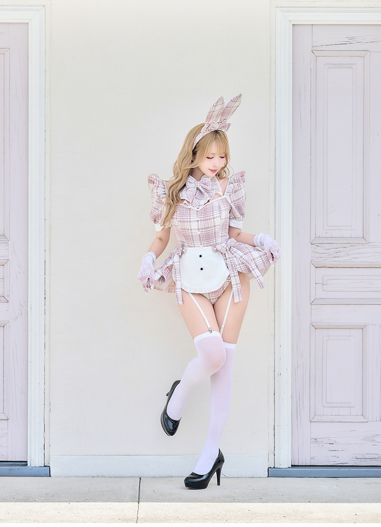 ライトグレー×チェックは予約】マスキュリンバニースーツ《オリジナル