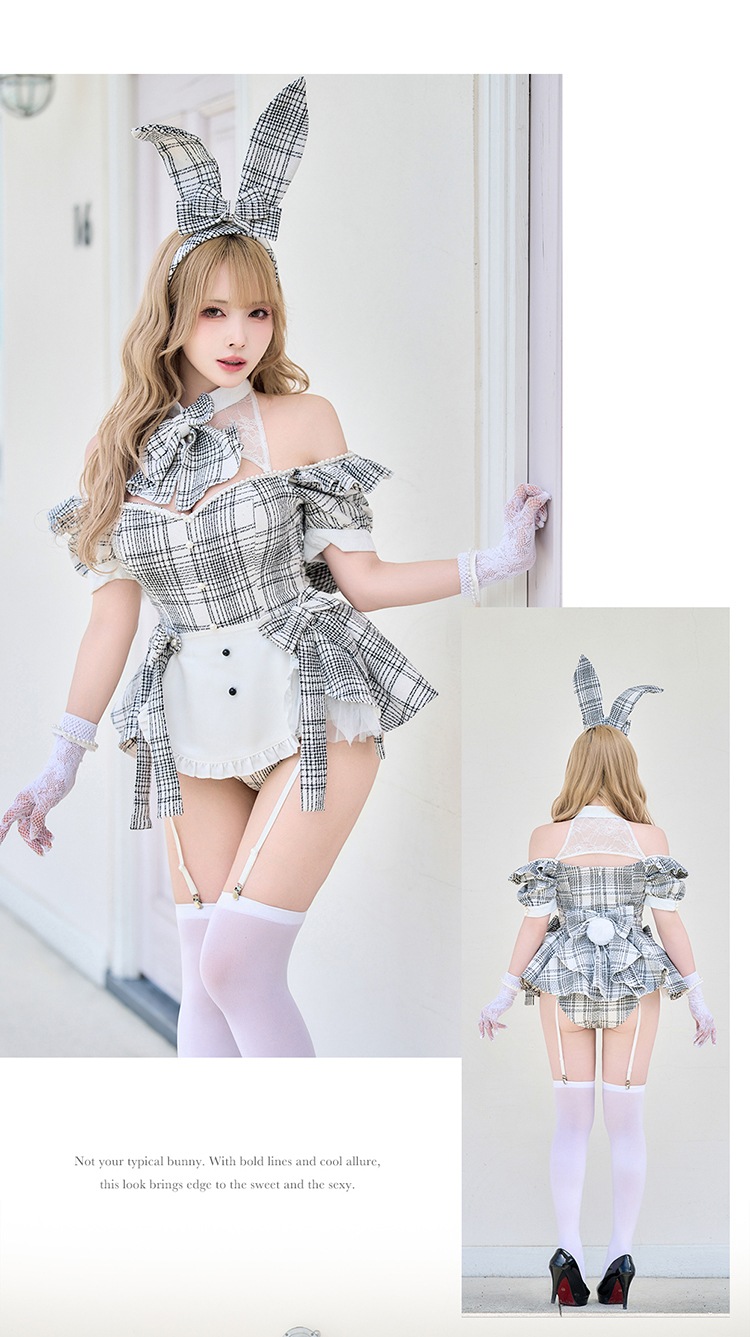 ライトグレー×チェックは予約】マスキュリンバニースーツ《オリジナル