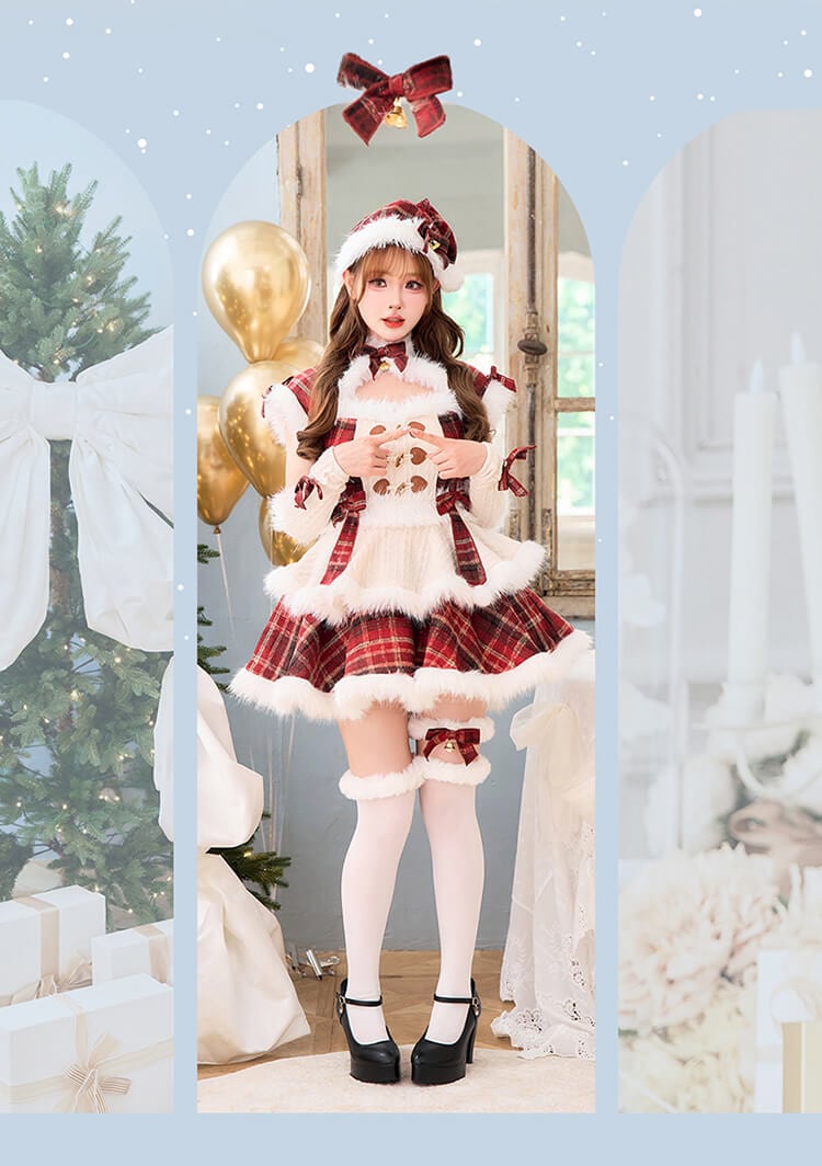 1～3営業日で発送】ミルキーニットダッフルチェックサンタ《クリスマス