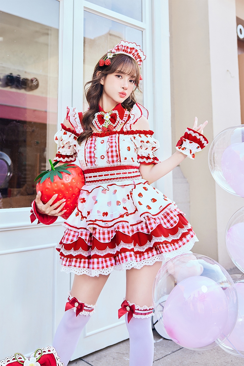 予約-4月下旬頃より順次発送予定】ストロベリーミルクギンガムメイド