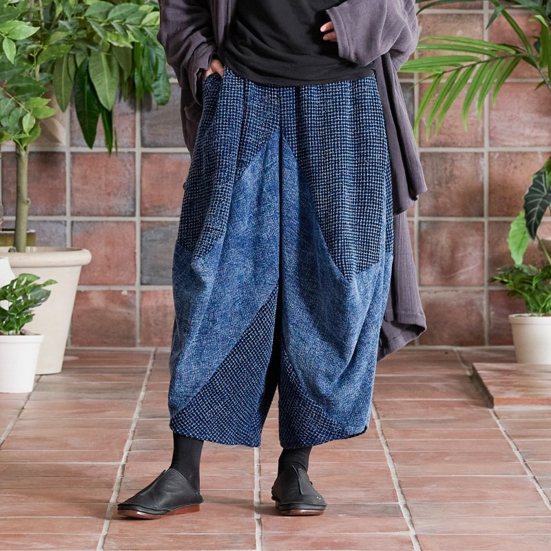 コットンコンビ藍染変形パンツ｜マライカ公式通販