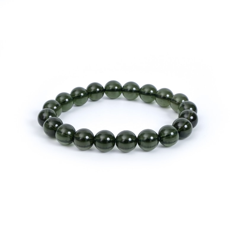 鑑別書付 モルダバイト丸玉ブレスレット 10mm｜マライカ公式通販