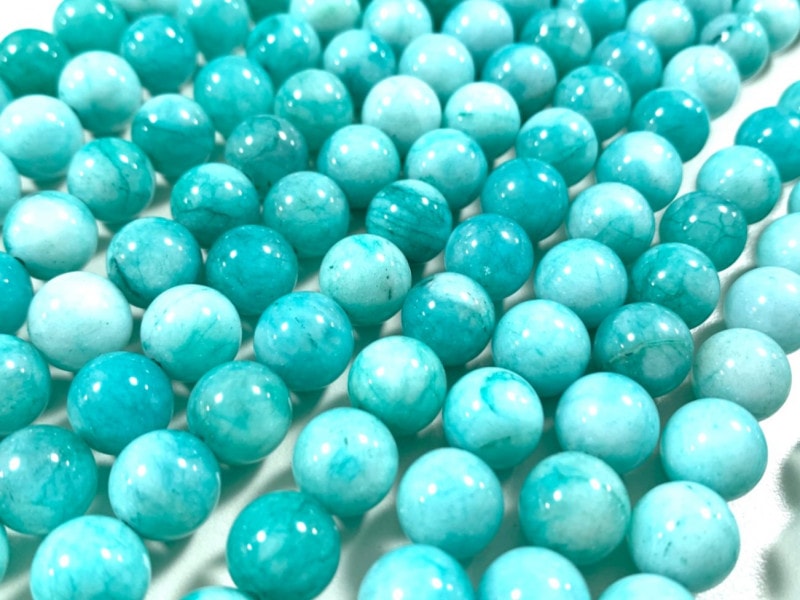 人気！☆鮮やかでカラフル☆天然石ビーズ/マーブルブルーグリーン