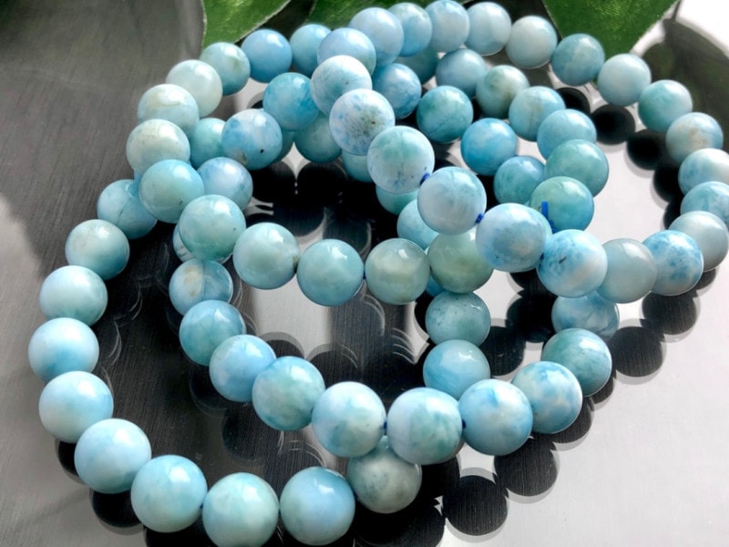 カリブ海の宝石☆美しい海色☆天然石ブレスレット/ラリマー（ブルー