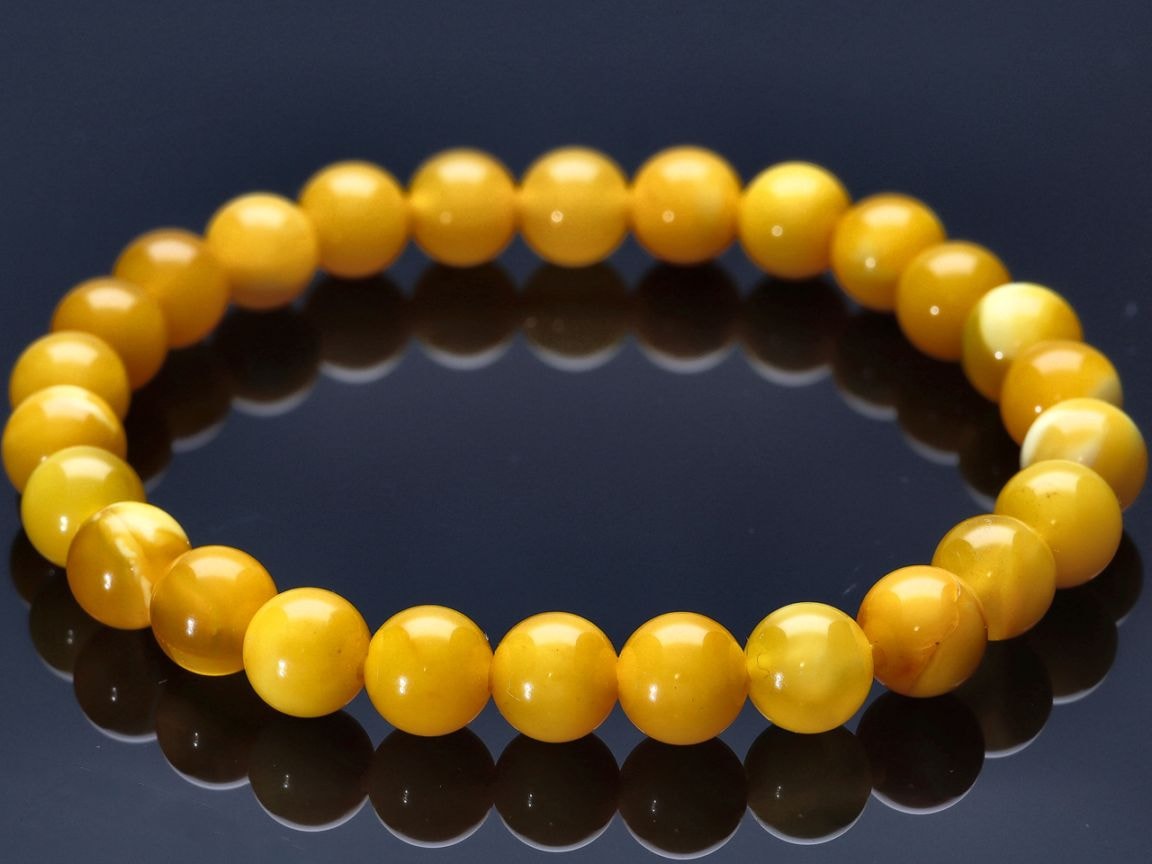 圧縮加工無し☆バルト海産☆蜂蜜色☆天然琥珀☆ブレスレット/天然