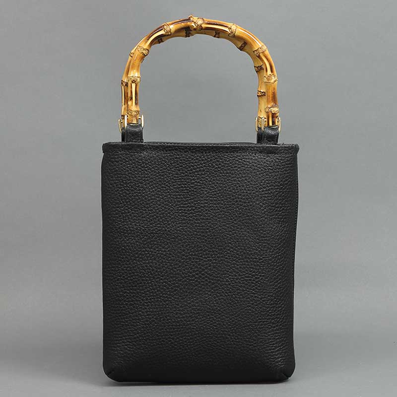 バンブー手提（S）【シボ牛革｜黒】祭用品専門店浅草絆纒屋ネットショップ