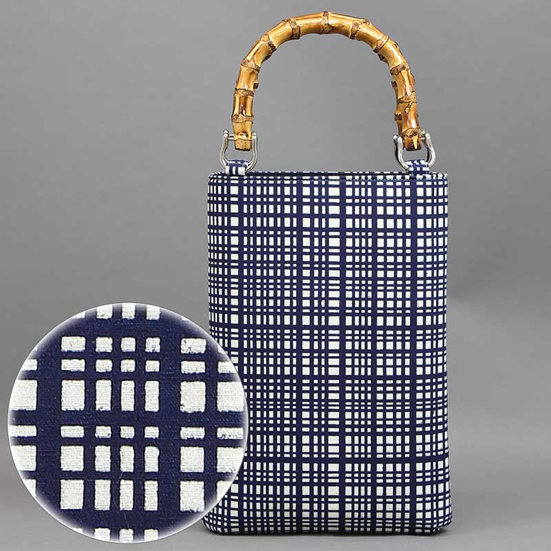 バンブー手提げ【縦型中｜無形文化財長板正藍染・翁格子】祭用品専門店