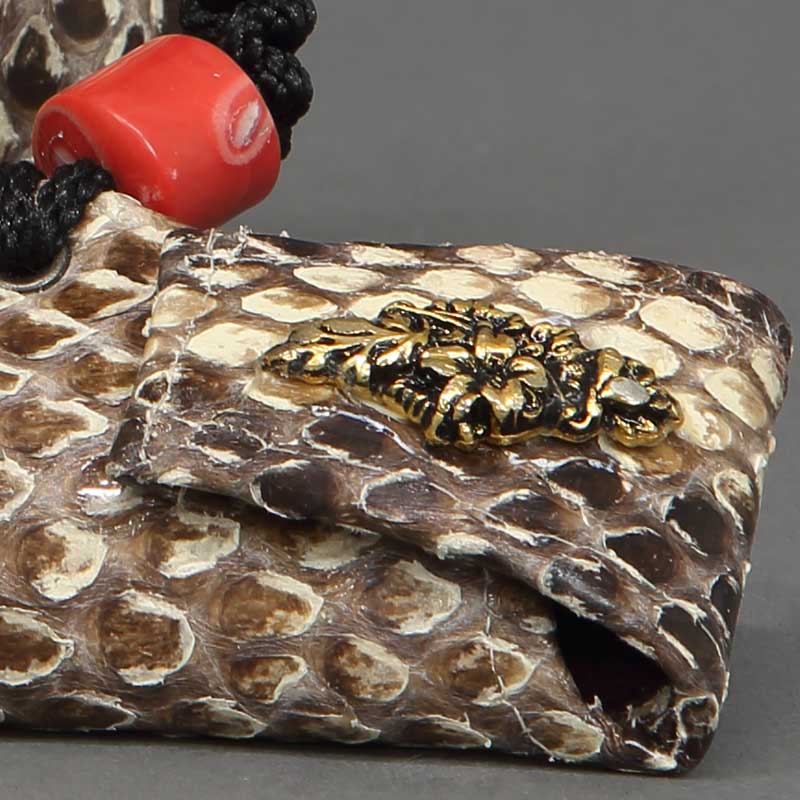 叺（カマス）煙管・刻み煙草入れ【ヘビ革｜錦蛇】祭用品専門店浅草絆纒