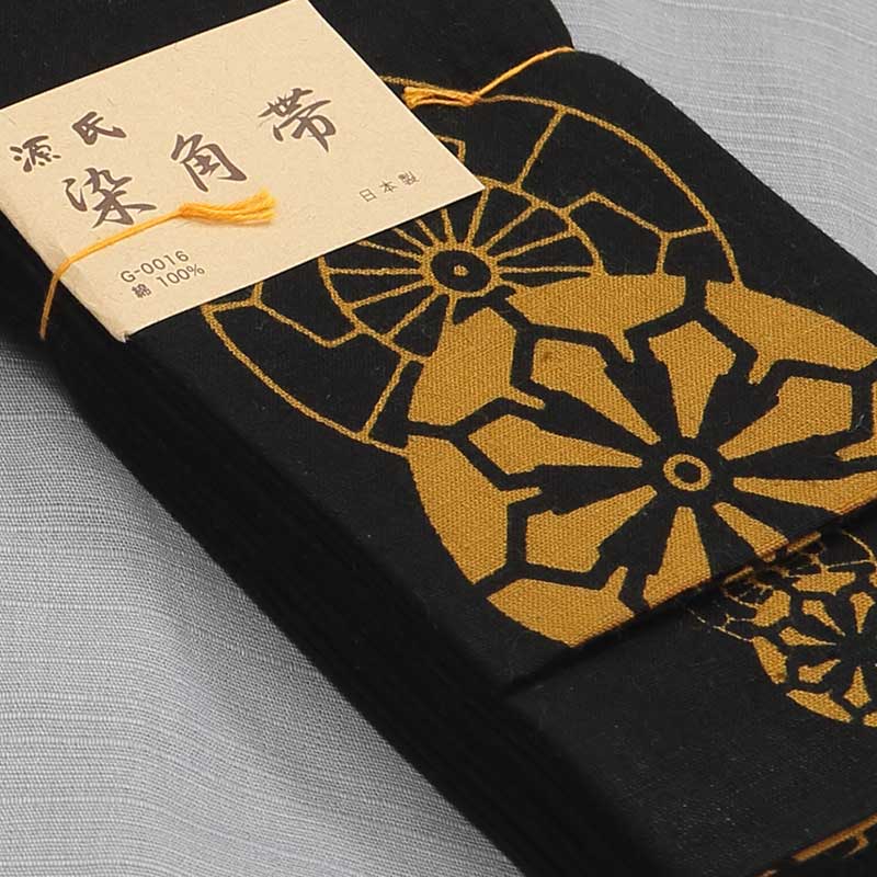 男帯｜祭帯】染角帯「御所車｜黒金茶」祭用品専門店浅草絆纒屋ネット