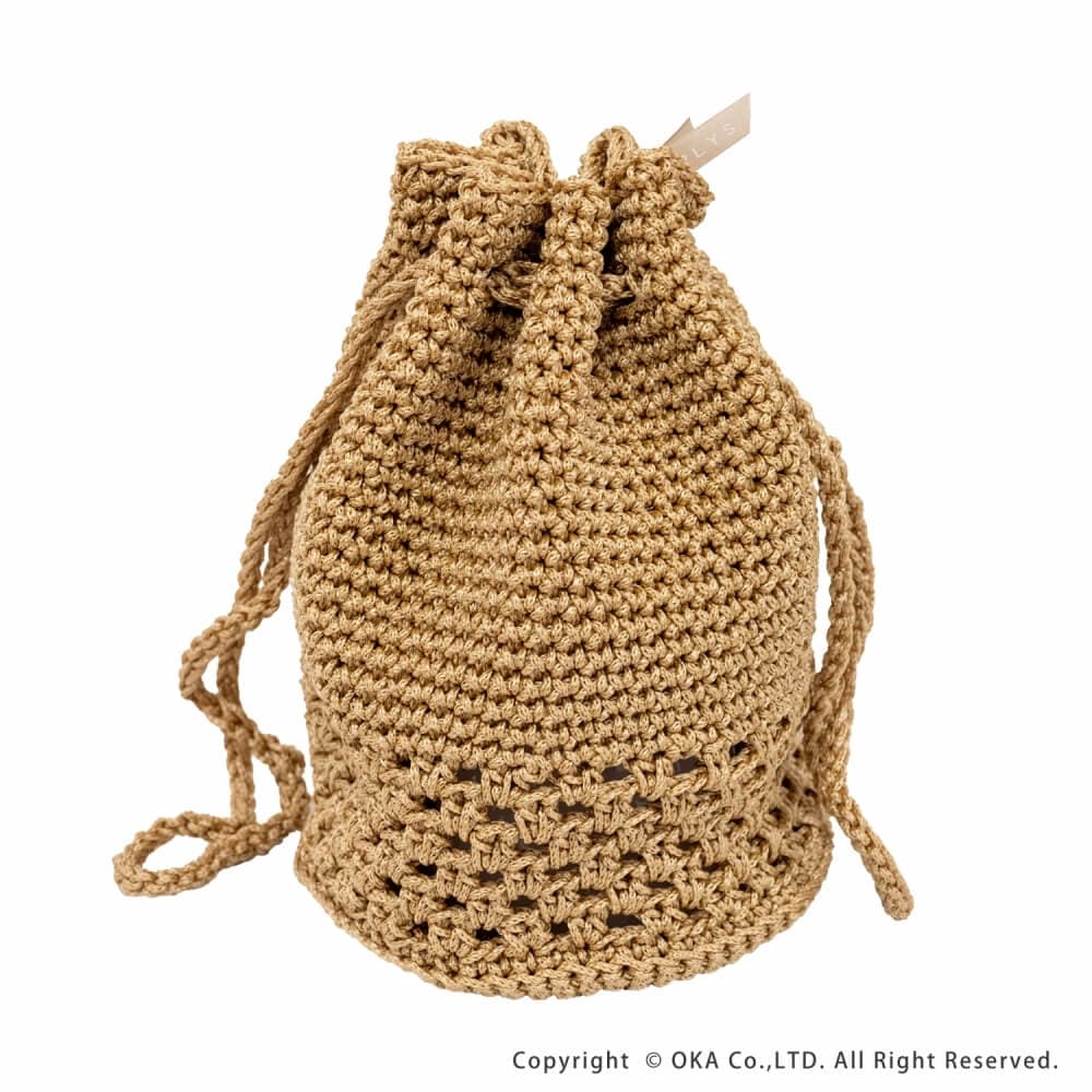 プリス マルシェシリーズ ドローストリングバッグ （ 洗える 手編み