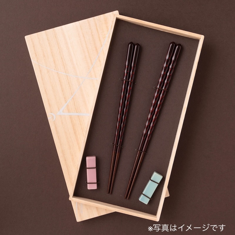 GIFTBOX 桐箱 お箸2膳＋箸置2個用｜別売り箸2膳と箸置2つと一緒にご