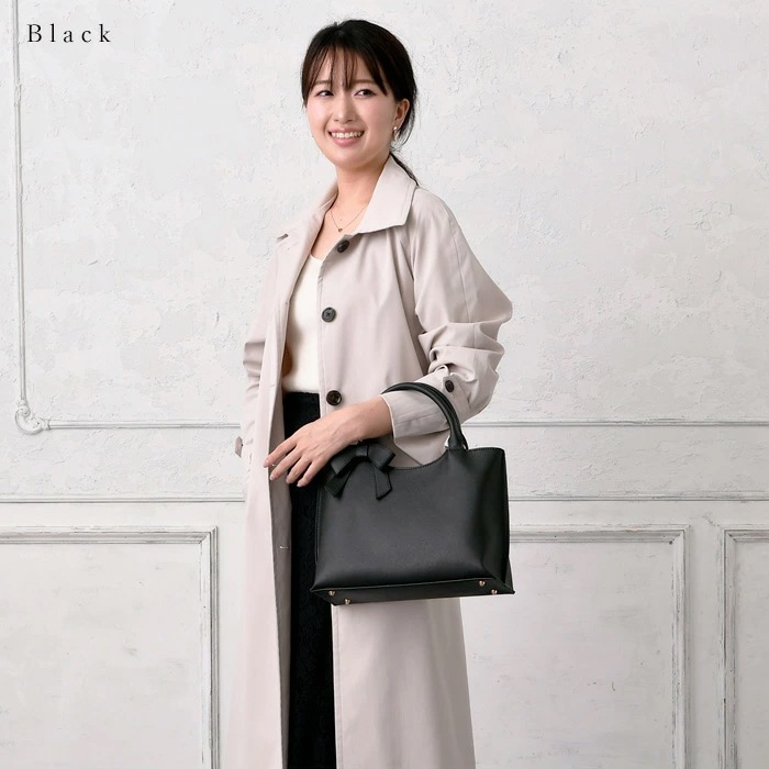 PERENNE ペレンネ 2wayショルダーハンドバッグ 取り外し可能 リボン