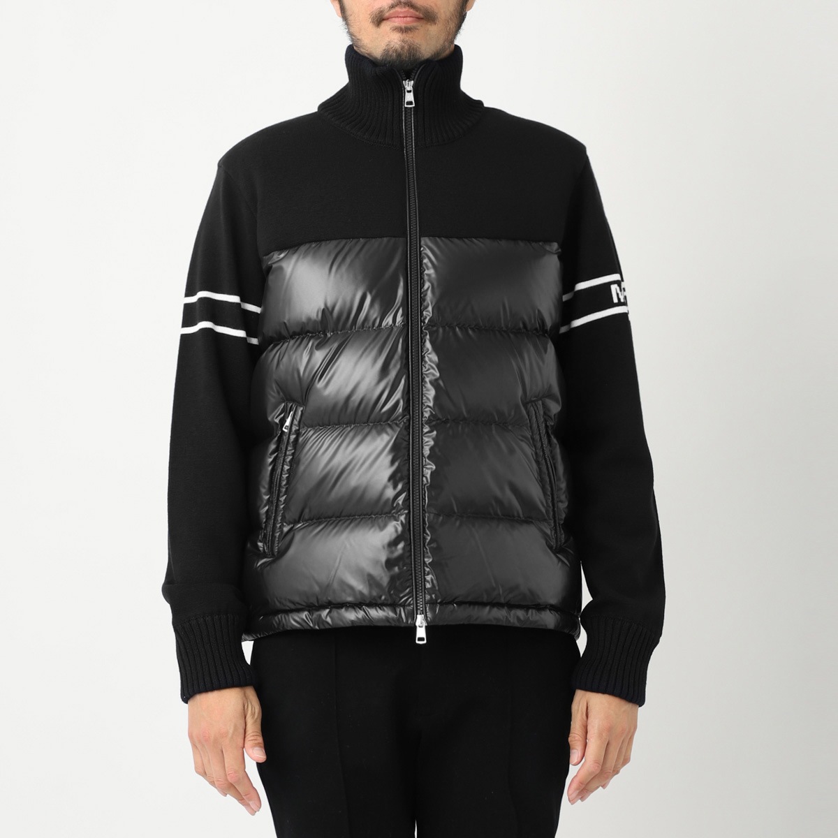 アウトレット】MONCLER モンクレール ダウン切り替え ニットブルゾン