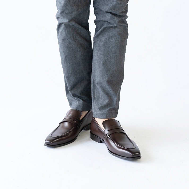 ローファーメンズ ビジネスシューズ ドレス 革靴 RAMSEY DARK BROWN