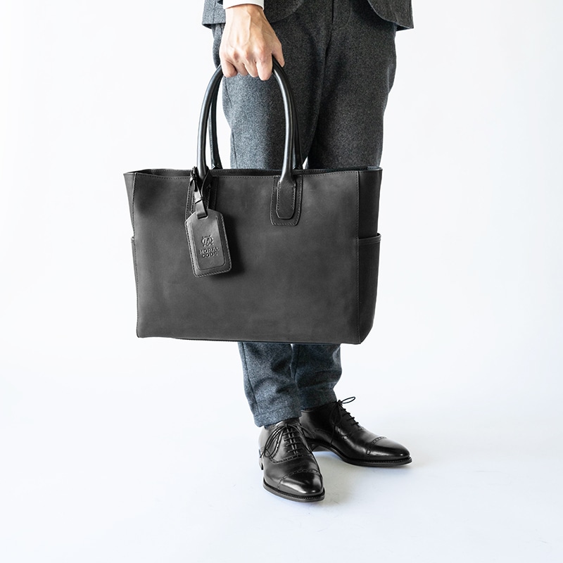 レザートートバッグ ビジネス メンズ 本革 仕事鞄 CROSBY-II MAT BLACK